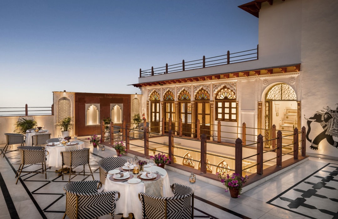 Roof top dining at Golden Haveli 